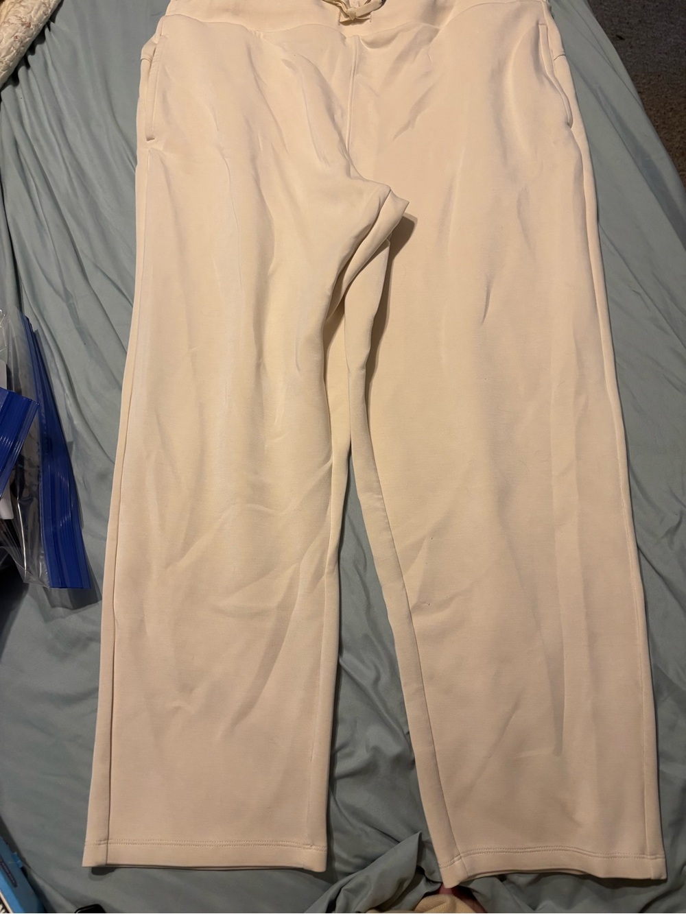 Cream Wide-Leg Scuba Lounge Pants XXL